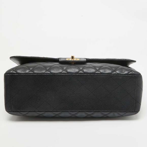 CHANEL Black Quilted Caviar Leather Maxi Classic Single Flap Bag - Picture 7 of 8